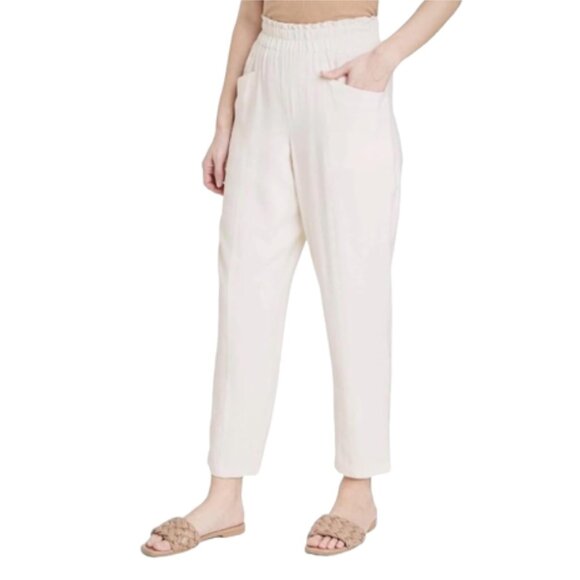 A New Day Women's High-Rise Ruffle Waisted Tapered Pull-On Pants Size Large - Picture 1 of 8